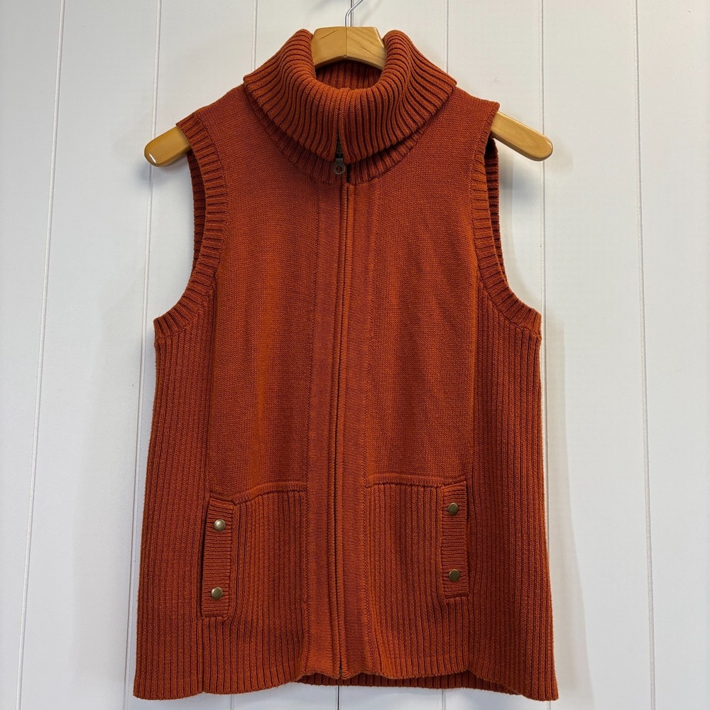 Christopher & Banks Chunky Ribbed Sweater Vest Women Medium Hipster Earthy Cozy